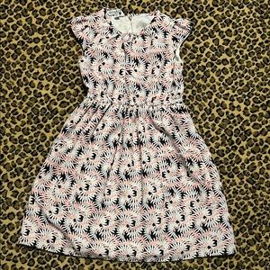 Pippa & Julie Girls Size 6 Pink and Black Floral Fit-and-Flare Dress